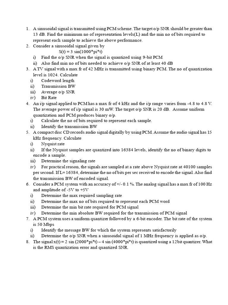 PCM Signal Processing and Calculations | PDF