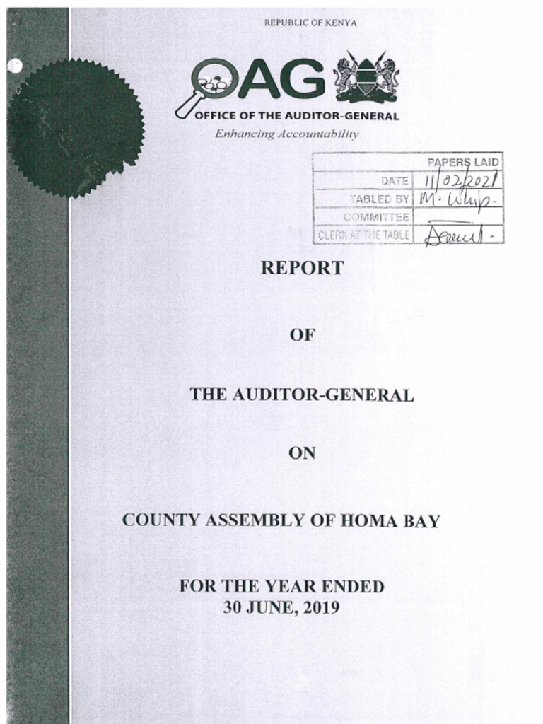 OAG Report-Homa Bay County Assembly FY 18-19 | PDF