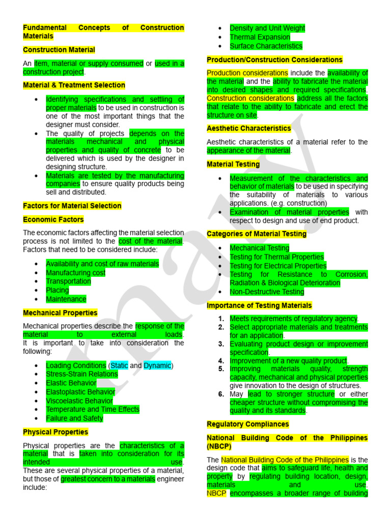 Construction Materials Overview Guide | PDF | Concrete | Construction ...