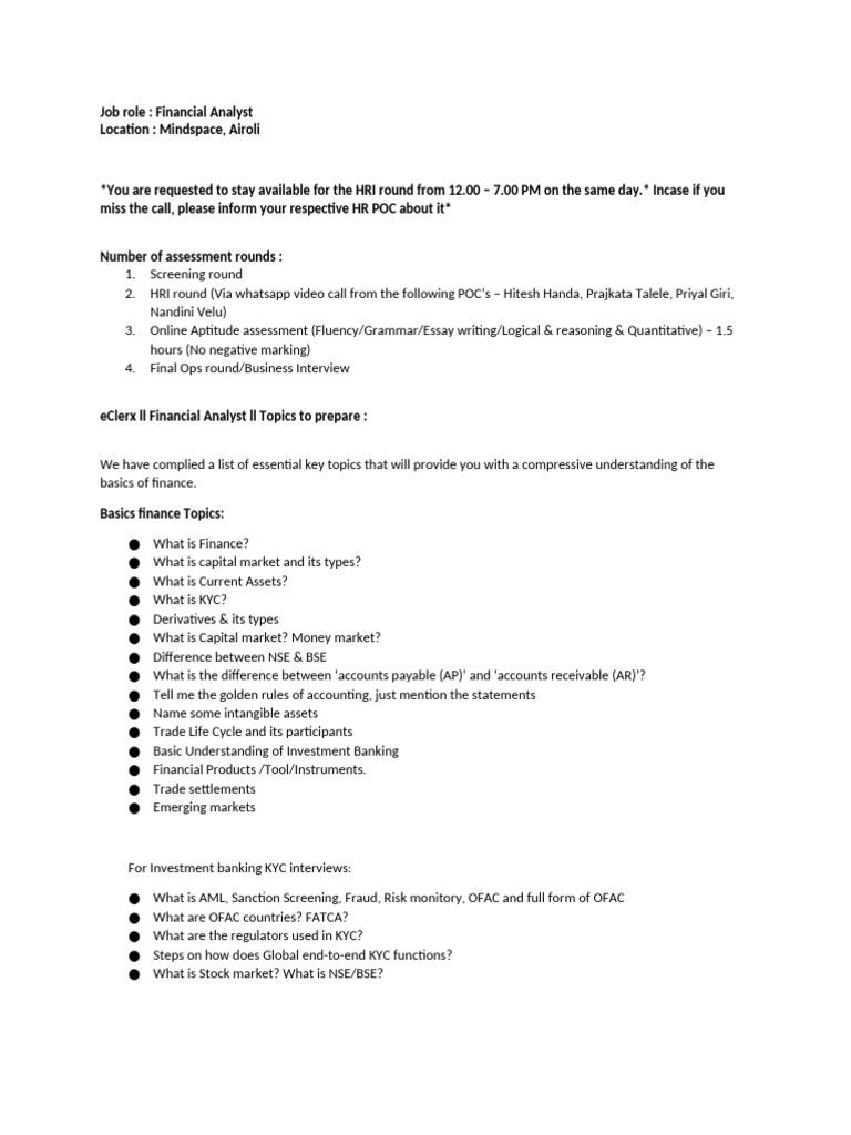 Financial Analyst Interview Guide | PDF