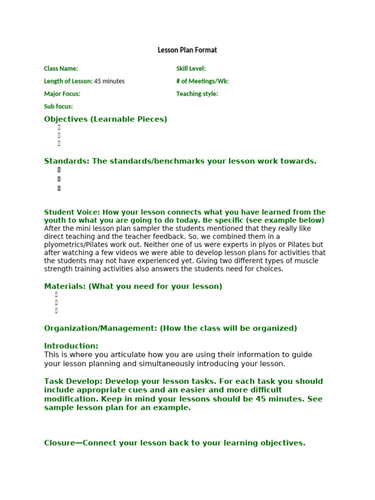 Secondary School Lesson Plan Format | PDF