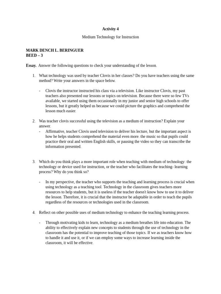 Activity 4 | PDF | Teachers | Learning