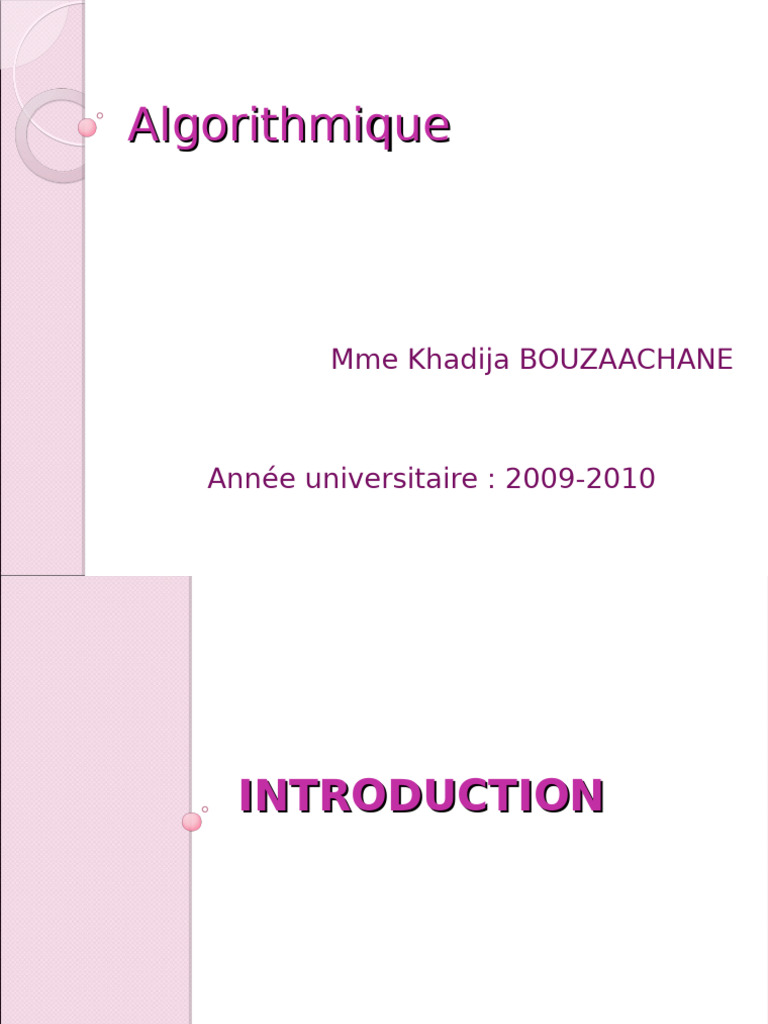 Introduction à l'Algorithmique et ses Concepts | PDF | Programme ...
