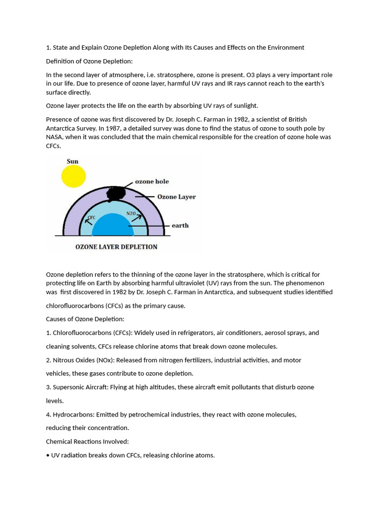 Ozone Depletion: Causes, Effects, and Solutions | PDF | Ozone Depletion ...