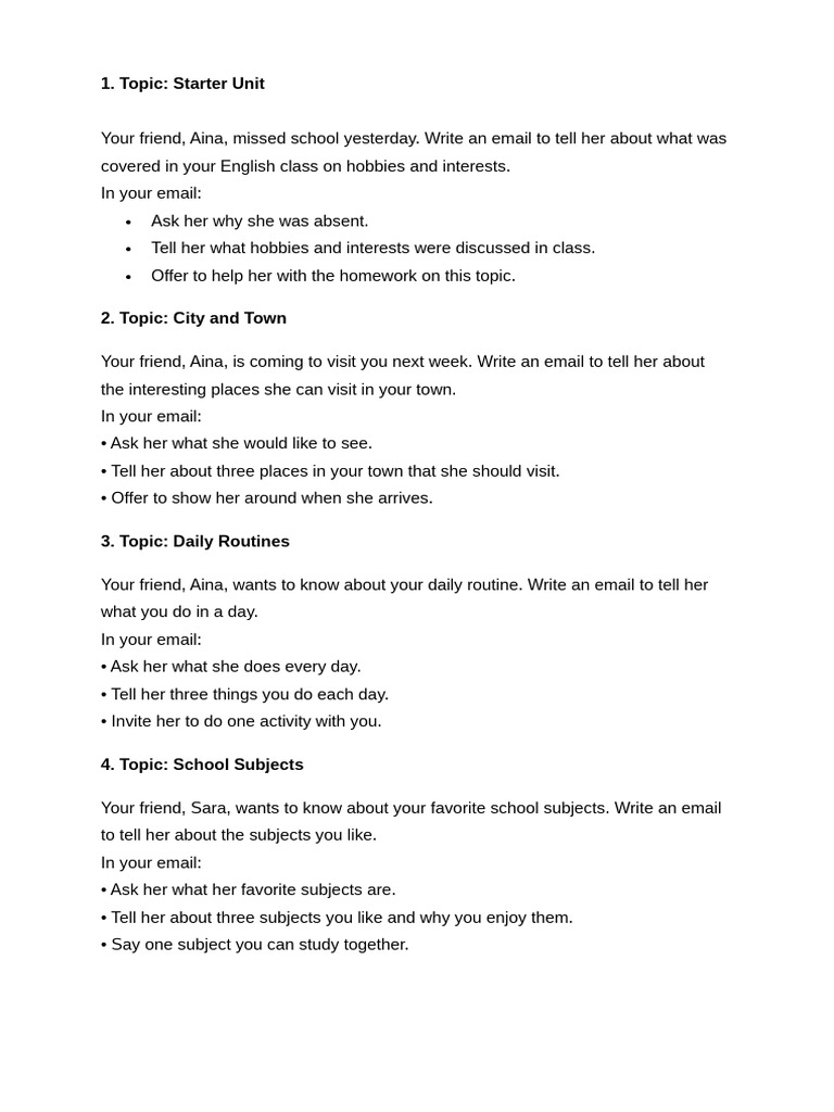 Email Templates for Friends' Topics | PDF