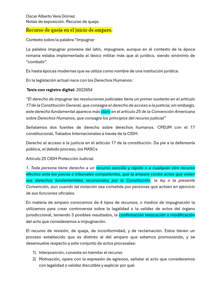 Recurso de Queja Amparo | PDF | Derecho Constitucional | Apelación
