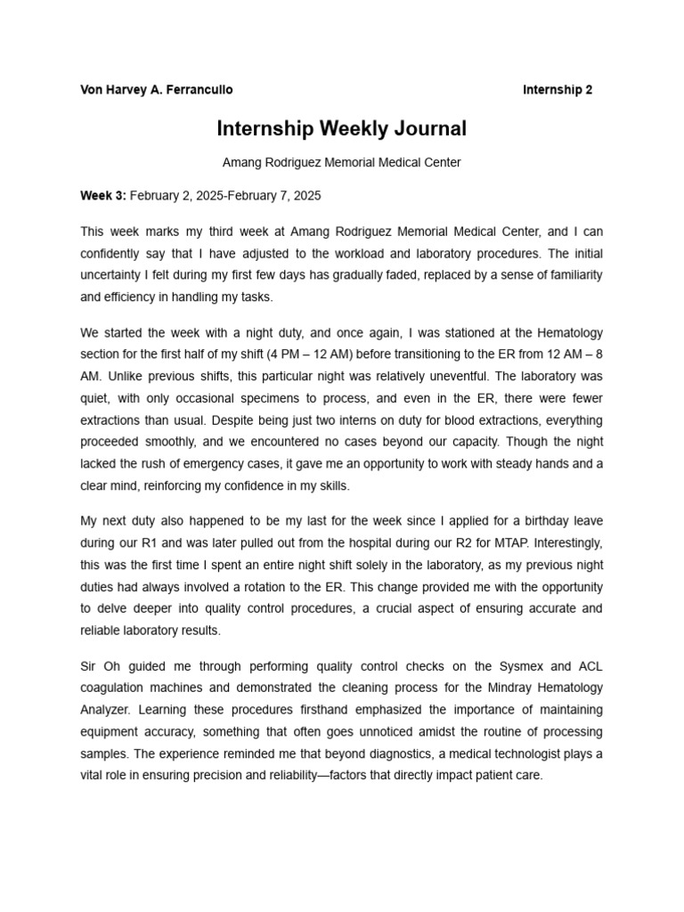 Week 3 Internship Journal at Amang Rodriguez | PDF