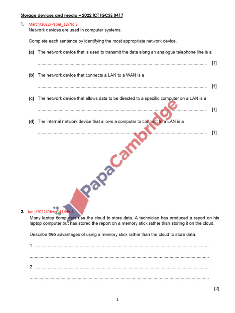 Storage Devices in ICT IGCSE 2022 | PDF