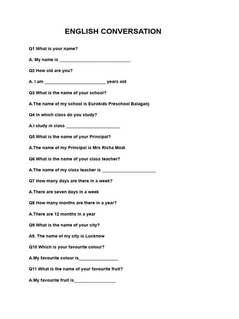Basic English Conversation Practice | PDF