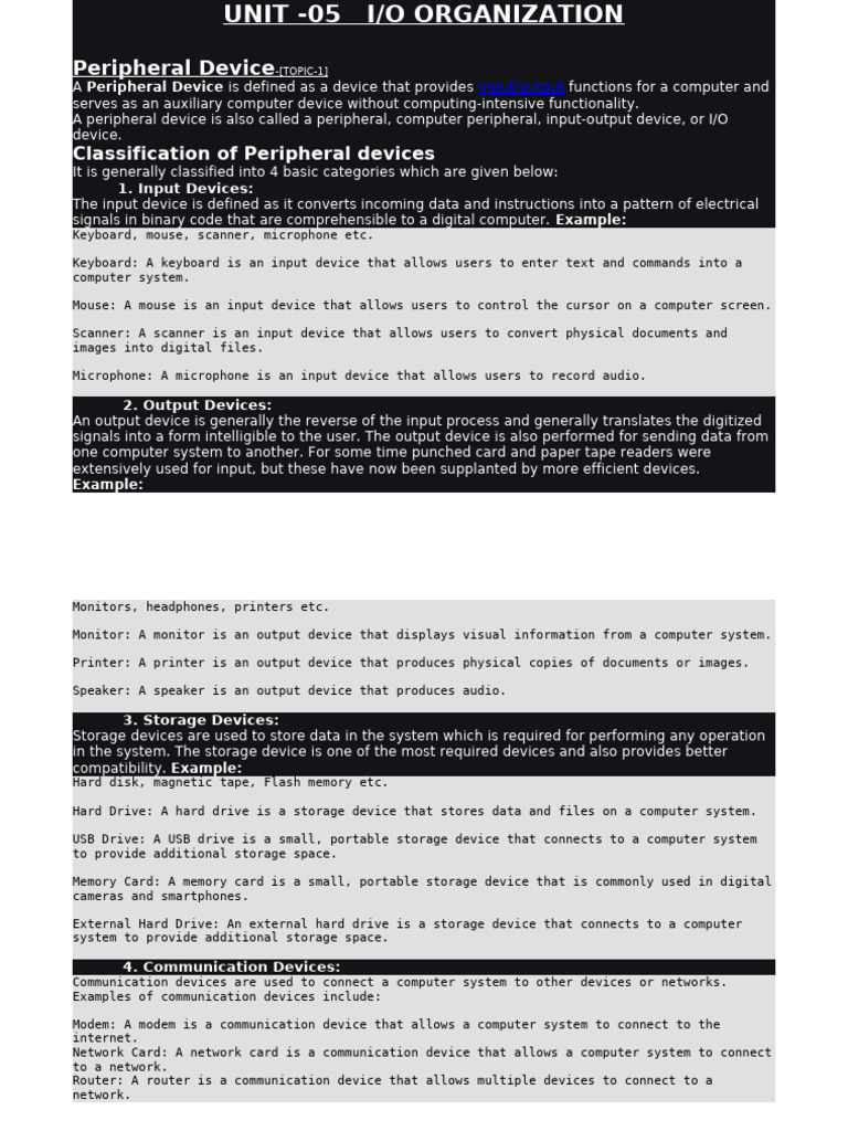 Understanding Peripheral Devices and I/O | PDF | Input/Output ...