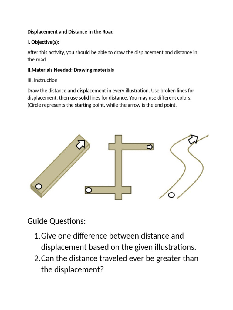 Displacement vs. Distance in Road Illustrations | PDF