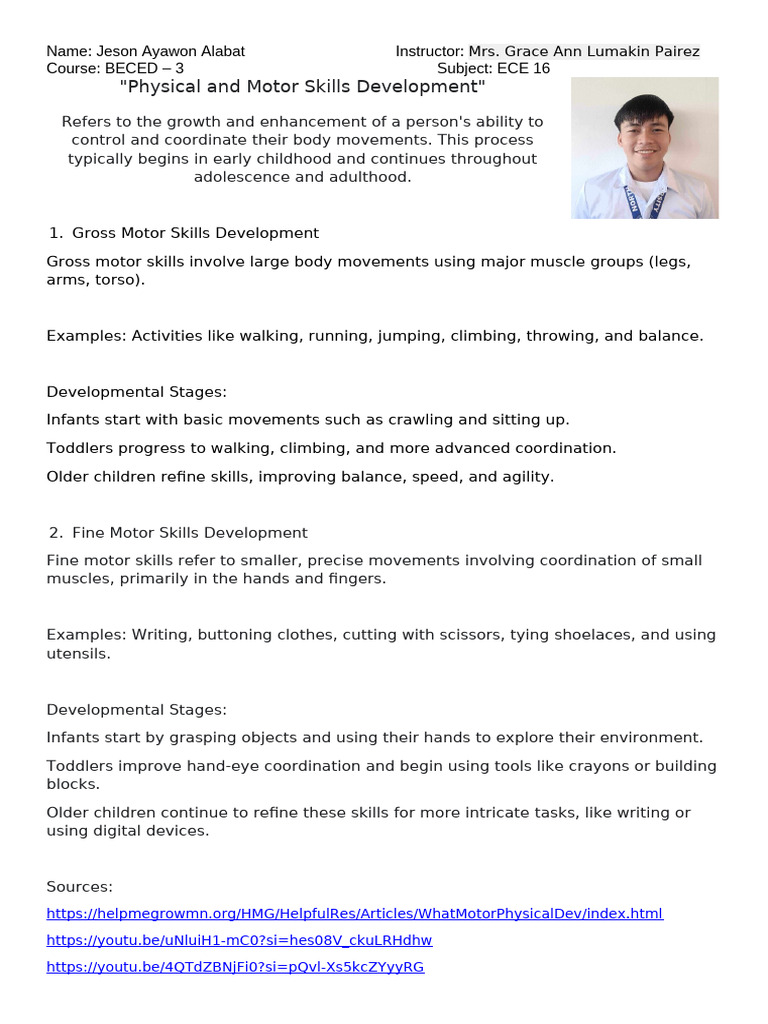 Motor Skills Development in Children | PDF | Procedural Knowledge | Family