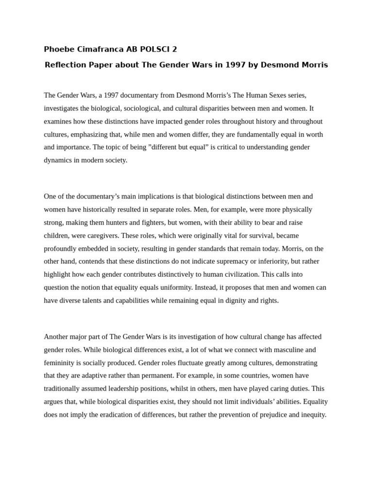 Understanding Gender Equality in The Gender Wars | PDF | Gender ...