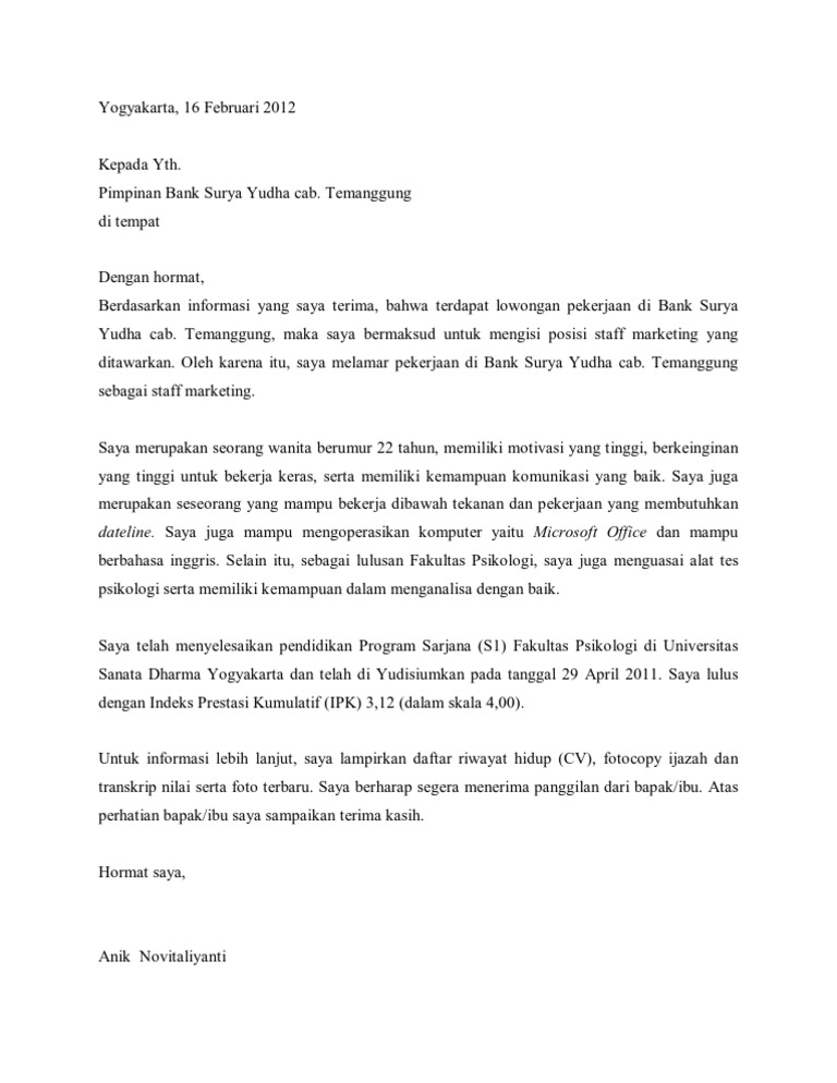 Surat Lamaran Kerja