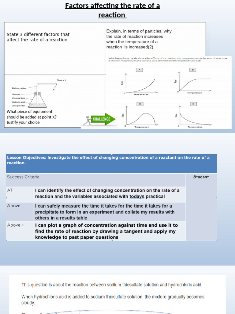 Rates of Reactions Mathematical Skills | PDF