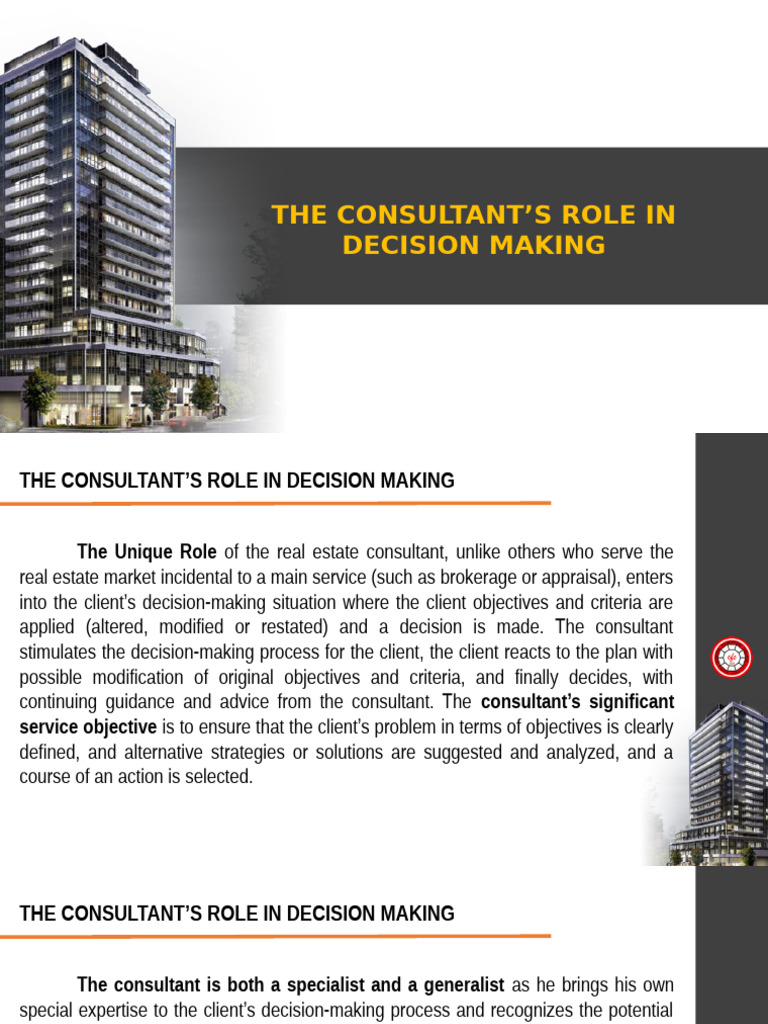 Consultant's Role in Real Estate Decisions | PDF | Decision Making ...