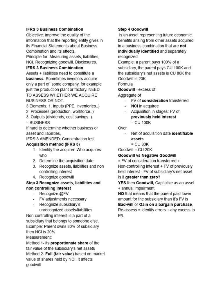 IFRS 3 Business Combination | PDF | Mergers And Acquisitions | Goodwill ...