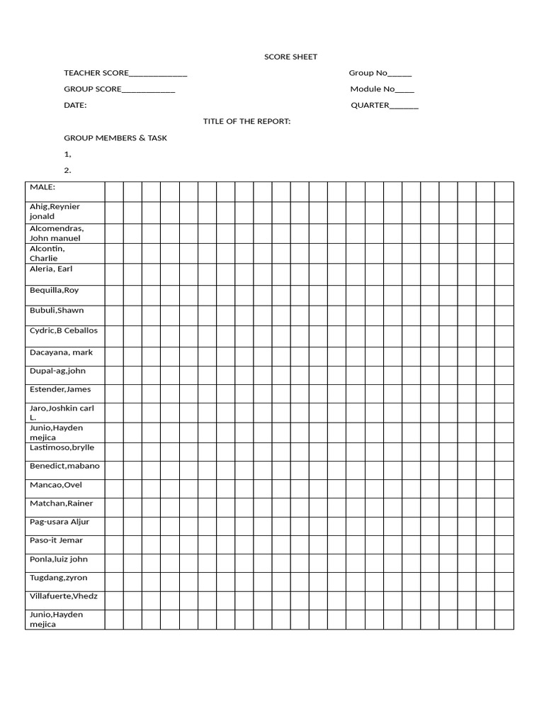 Score Sheet - Docxm | PDF