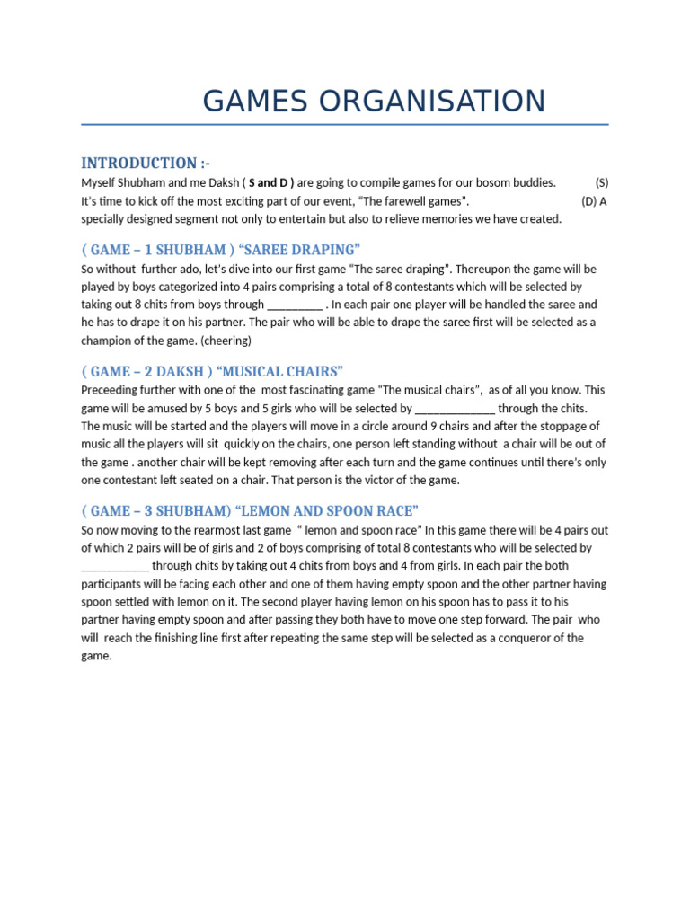 Games Organisation | PDF