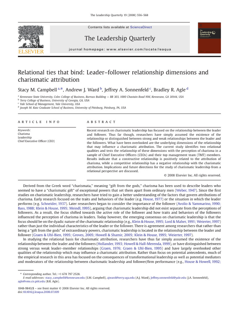 Charismatic Leadership and Relationships | PDF | Factor Analysis ...