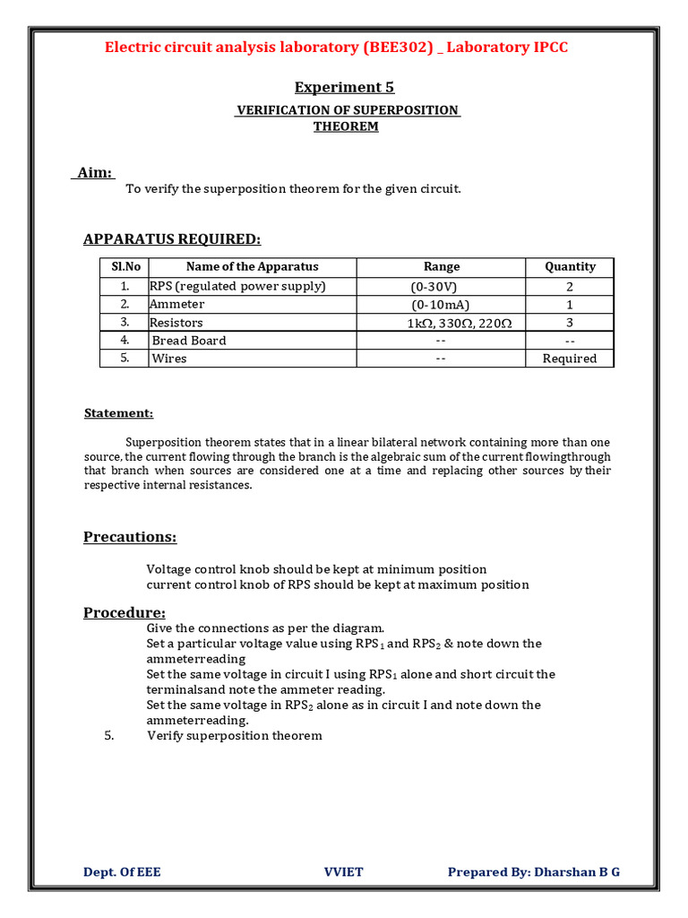 ECA Experiment 5 Lab Manual | PDF | Electrical Network | Network ...