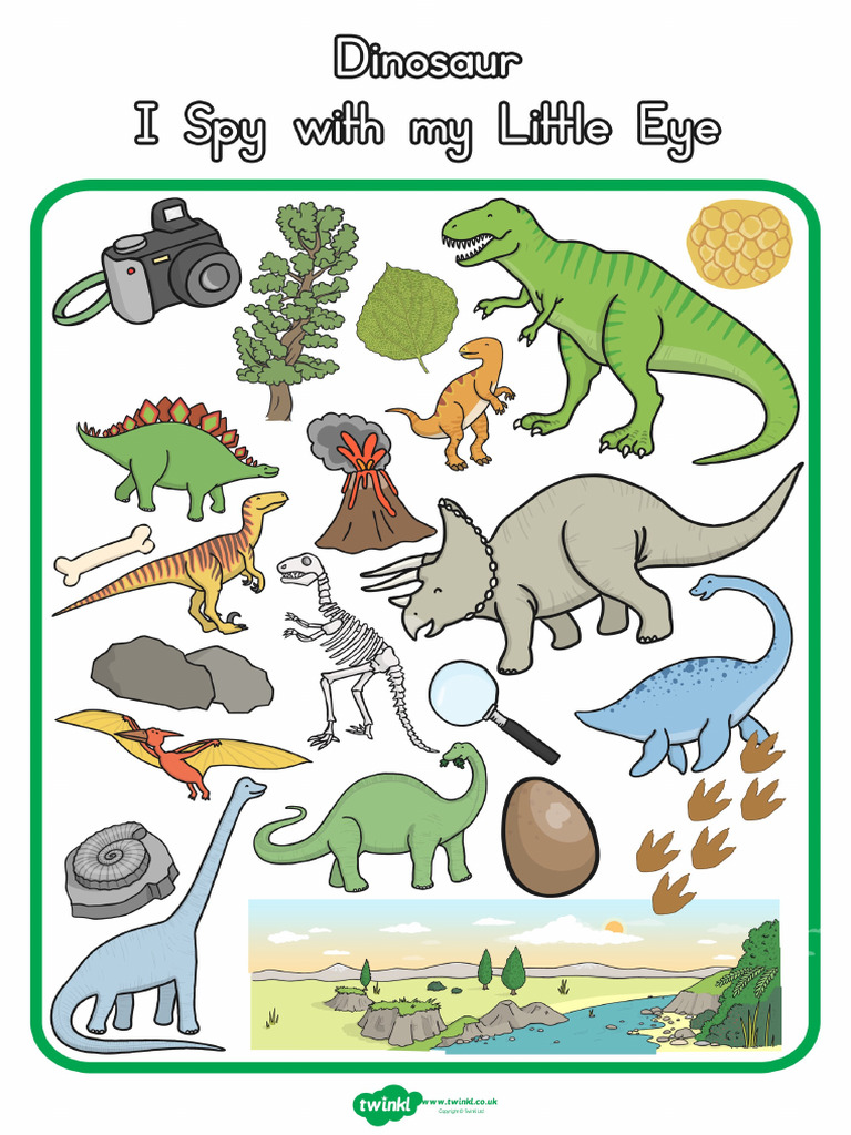 AU A 029 Dinosaur Themed I Spy With My Little Eye Activity | PDF