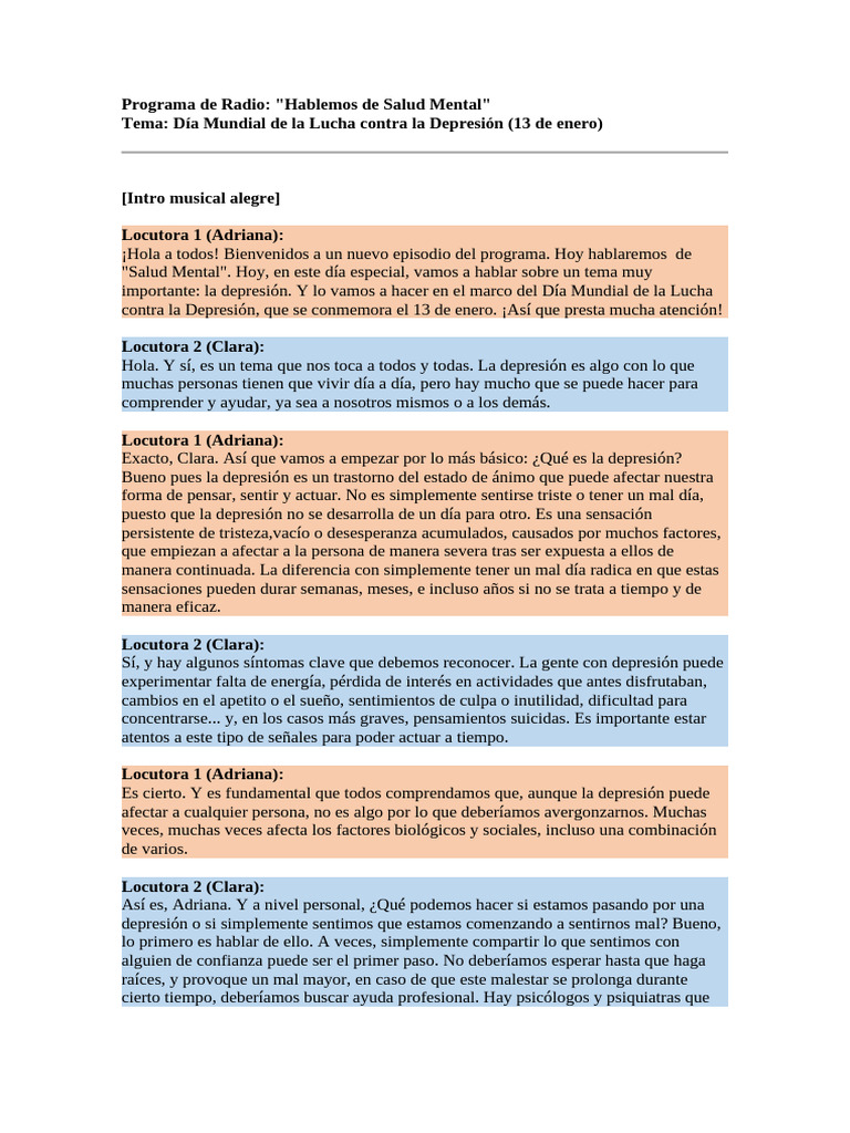 Salud Mental: Lucha contra la Depresión | PDF | Depresión (estado de ...