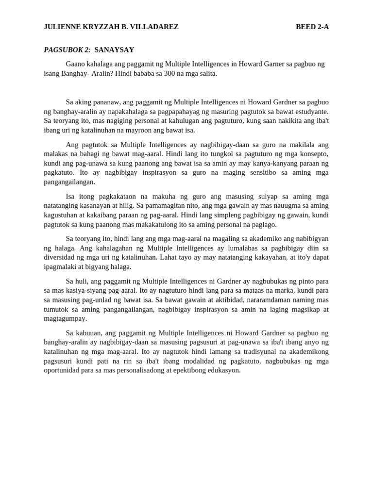 PAGSUBOK 2. Pagtuturo | PDF