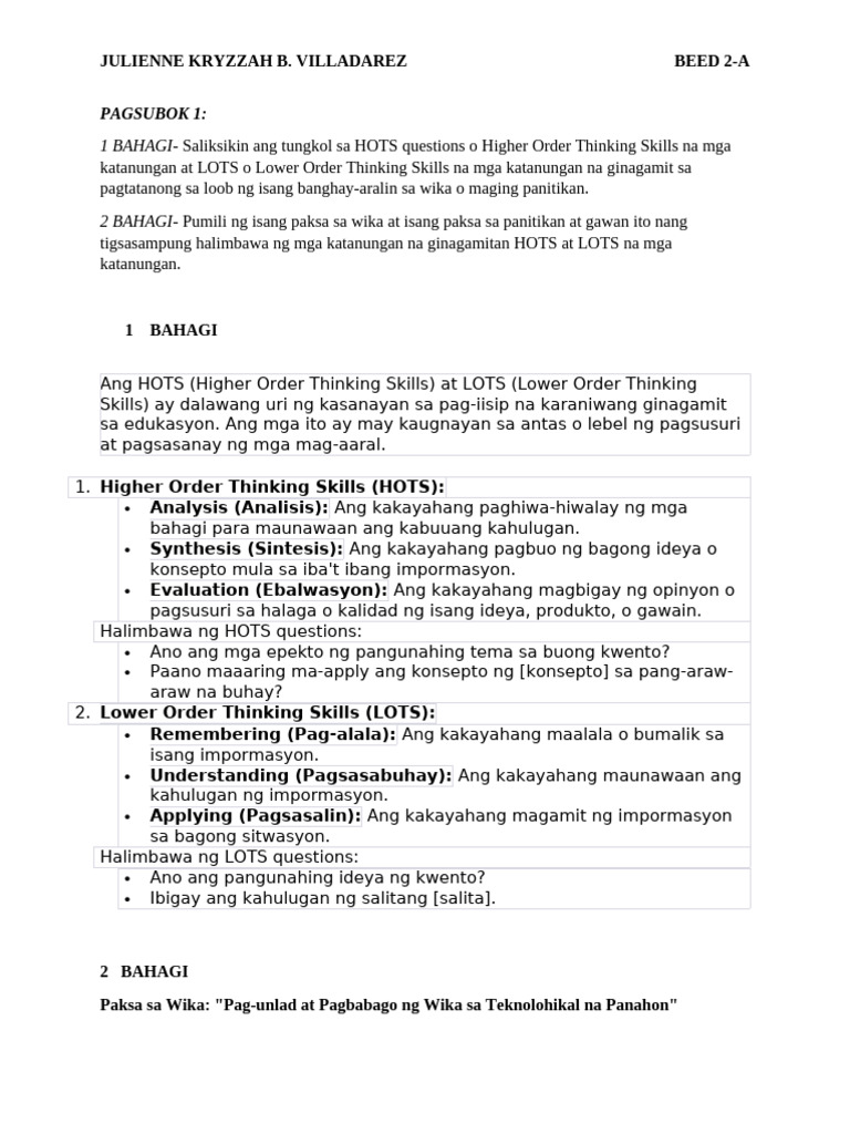 PAGSUBOK 1. Pagtuturo | PDF