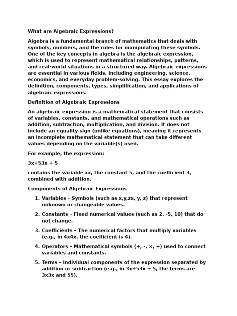 Understanding Algebraic Expressions | PDF | Factorization | Algebra
