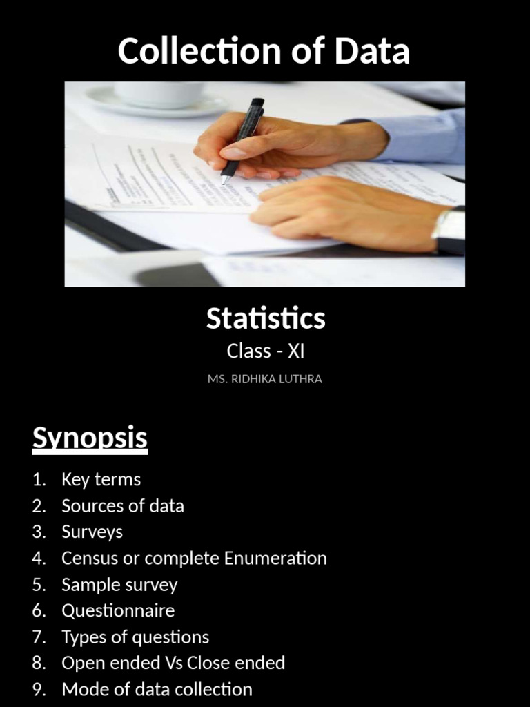 Class 11 Collection of Data Overview | PDF | Survey Methodology ...