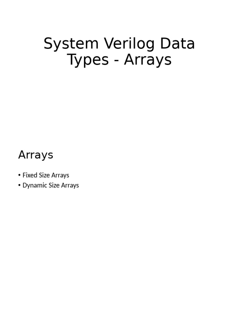 Lec-06-07-System Verilog Data Types - Operators | PDF | Integer ...