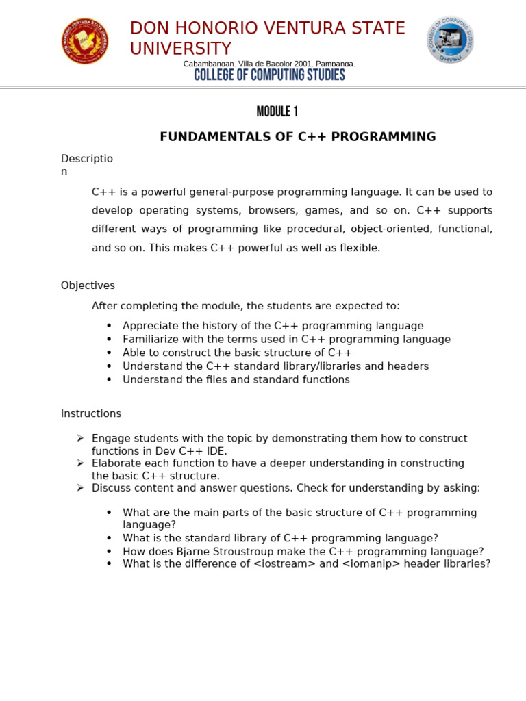 Lesson1 Fundamentals of C - Prog | PDF | C++ | C (Programming Language)