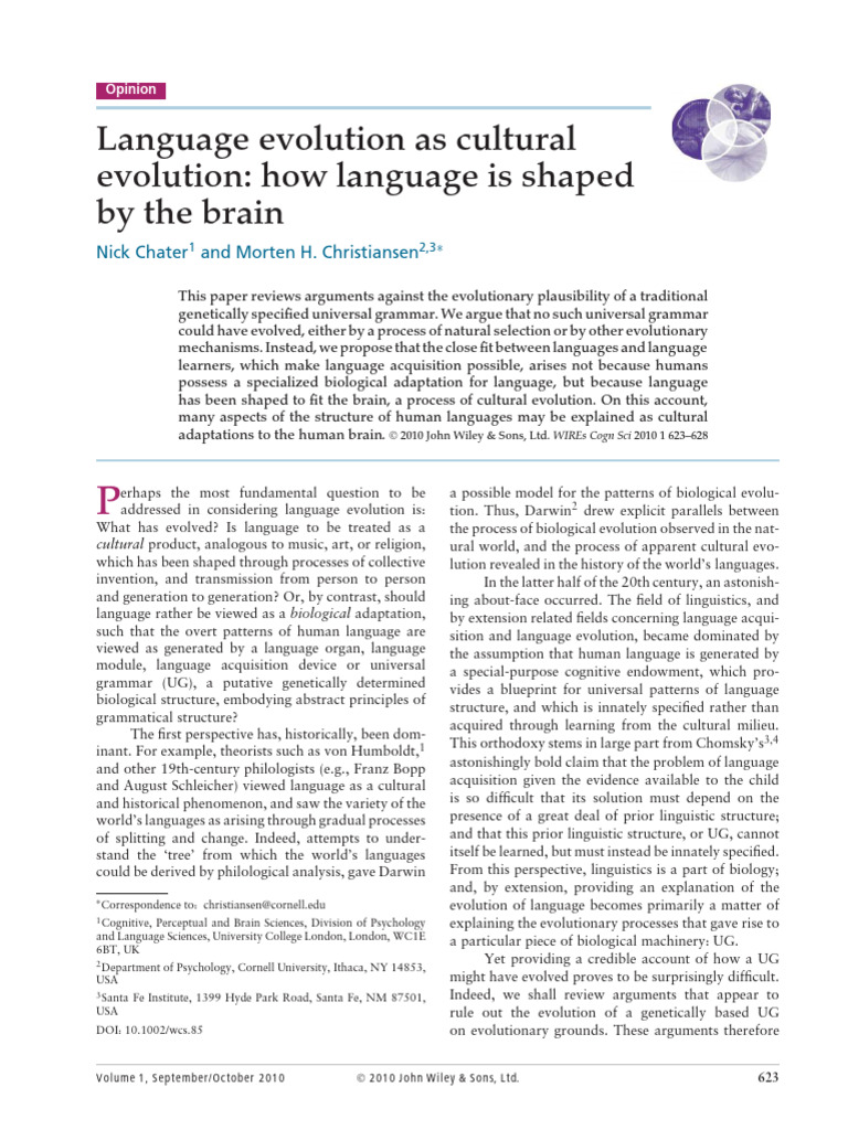 Language_evolution_as_cultural_evolution | PDF | Linguistics | Language ...