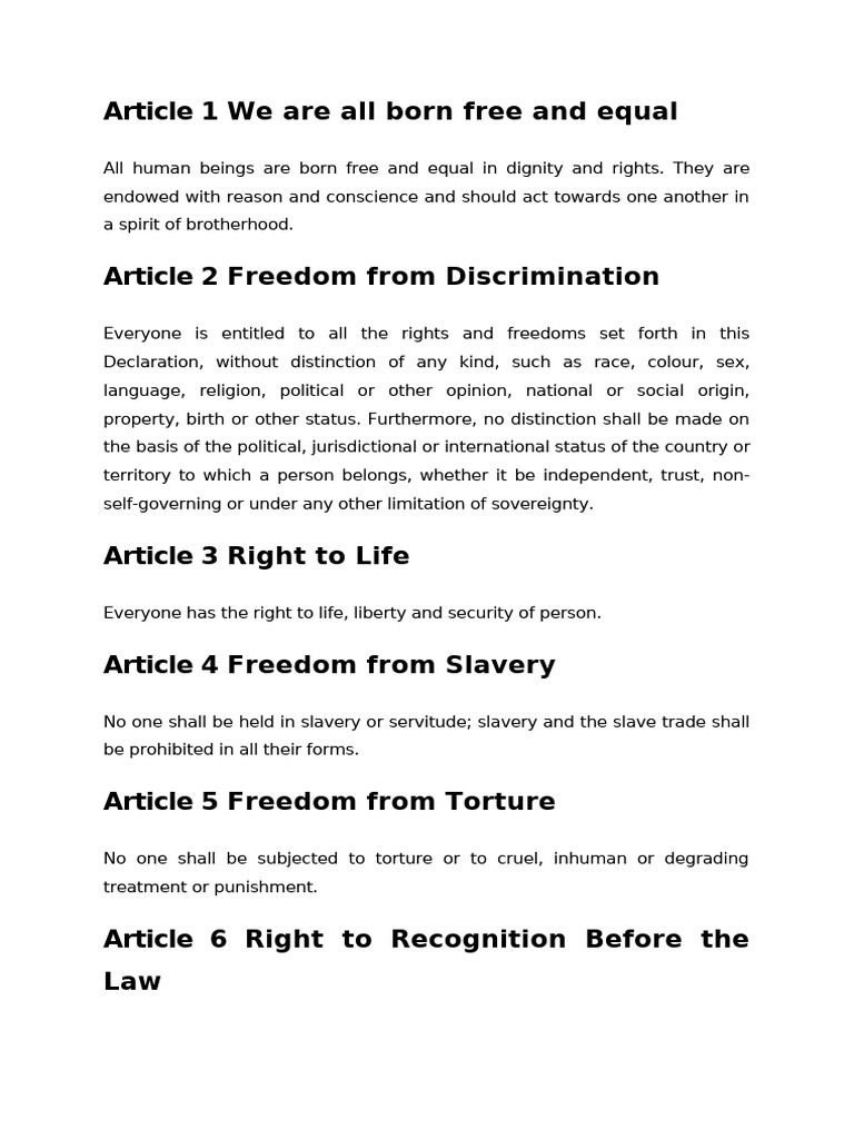 Article 1 We Are All Born Free and Equal | PDF | Crime & Violence | Crimes