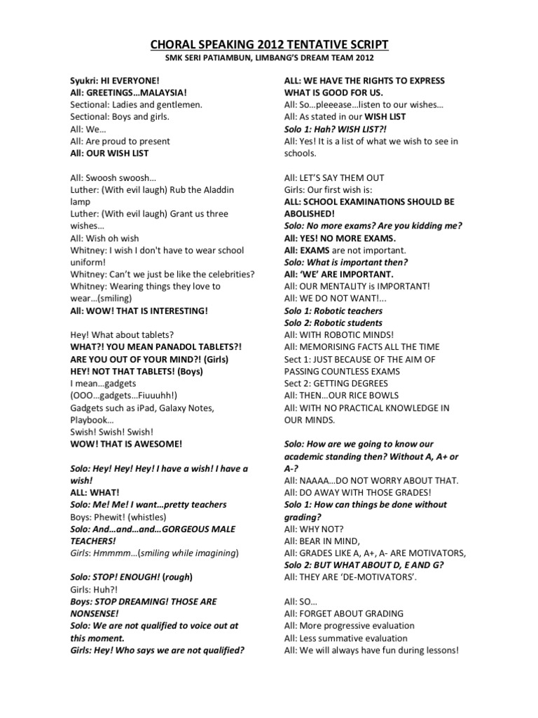 Choral Speaking 2012 Text Draft 4 (Full Draft Edited)