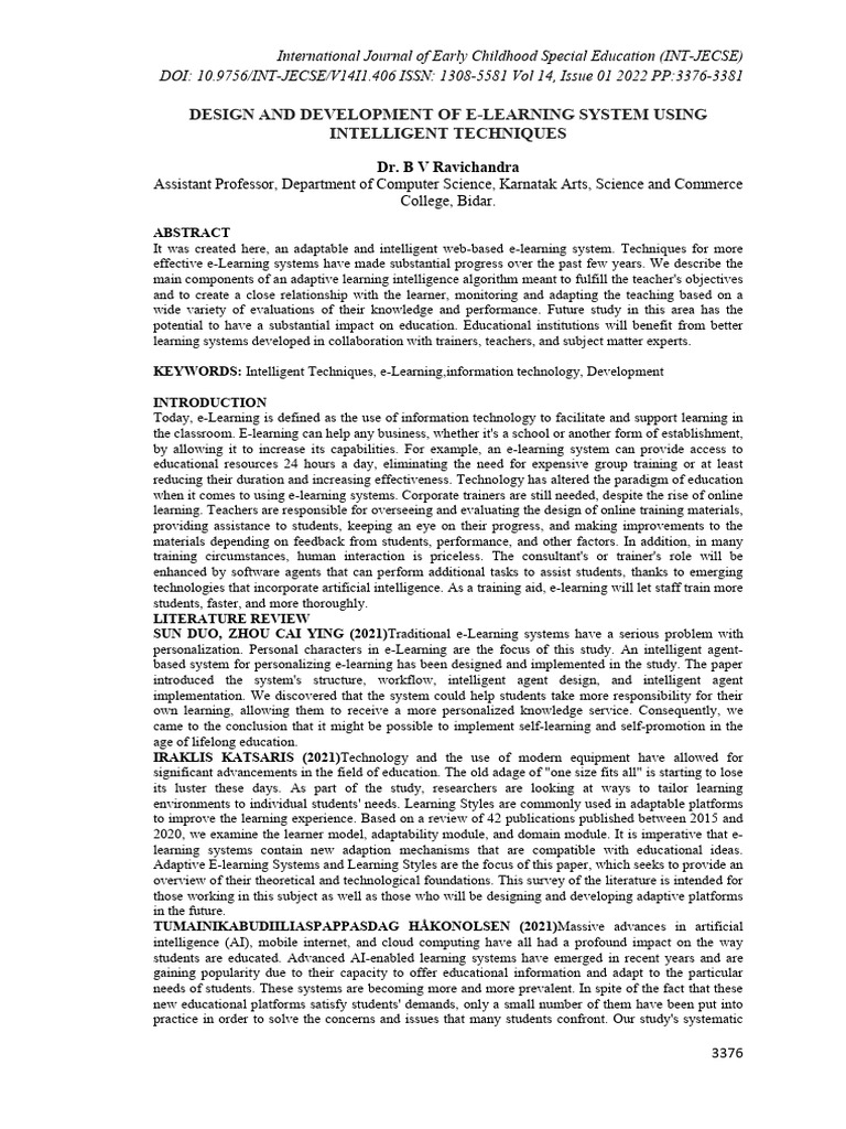 Intelligent E-Learning System Design | PDF | Educational Technology ...
