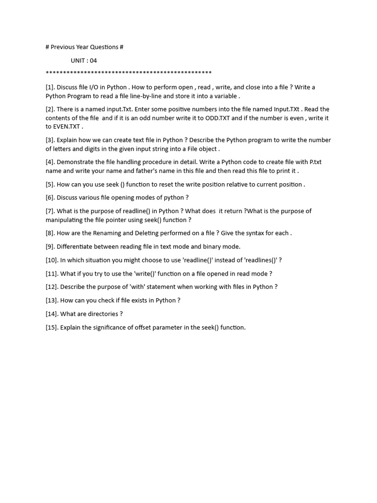 Unit 4 Previous Year Questions | PDF