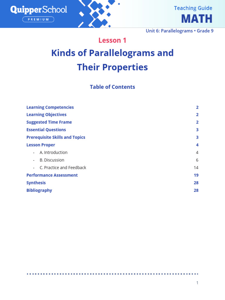 Types of Parallelograms Explained | PDF | Rectangle | Elementary Geometry
