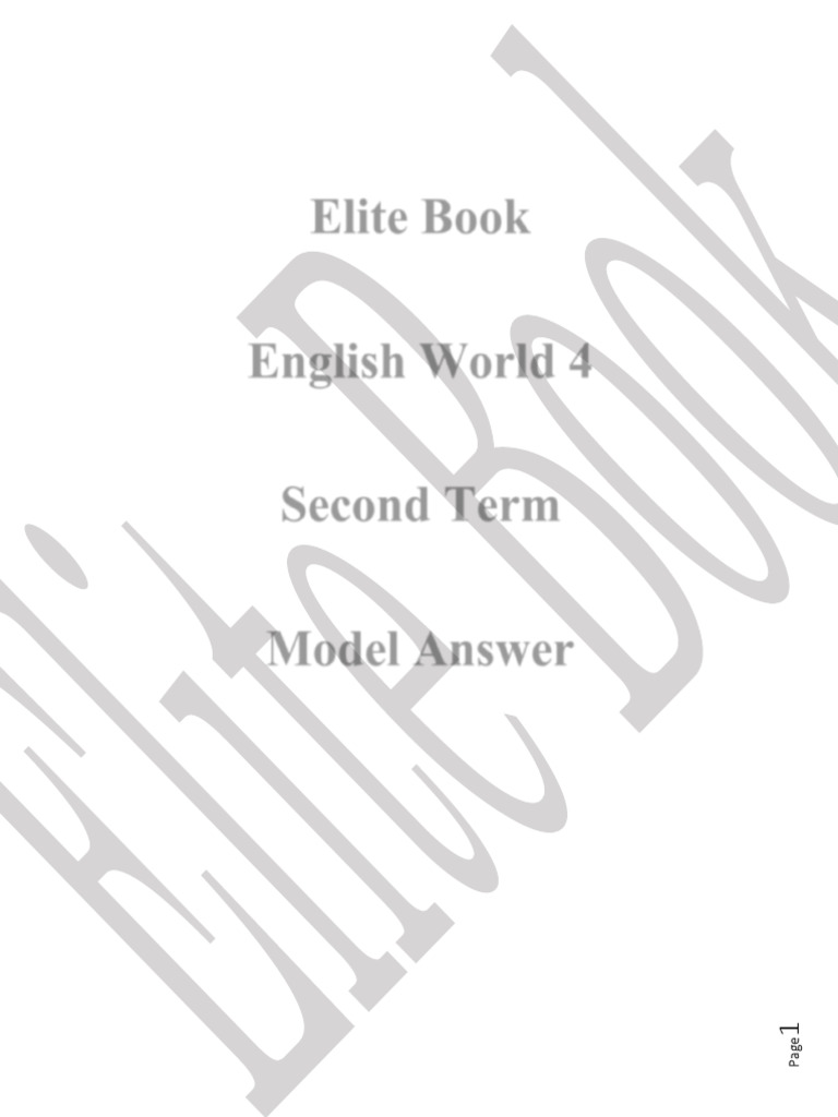 Elite Book English World 4 Model Answers Pdf