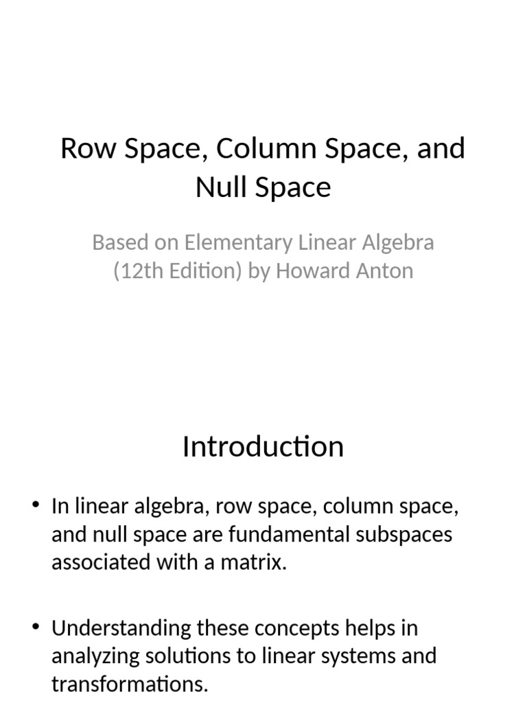 Row Column Null Space Presentation | PDF