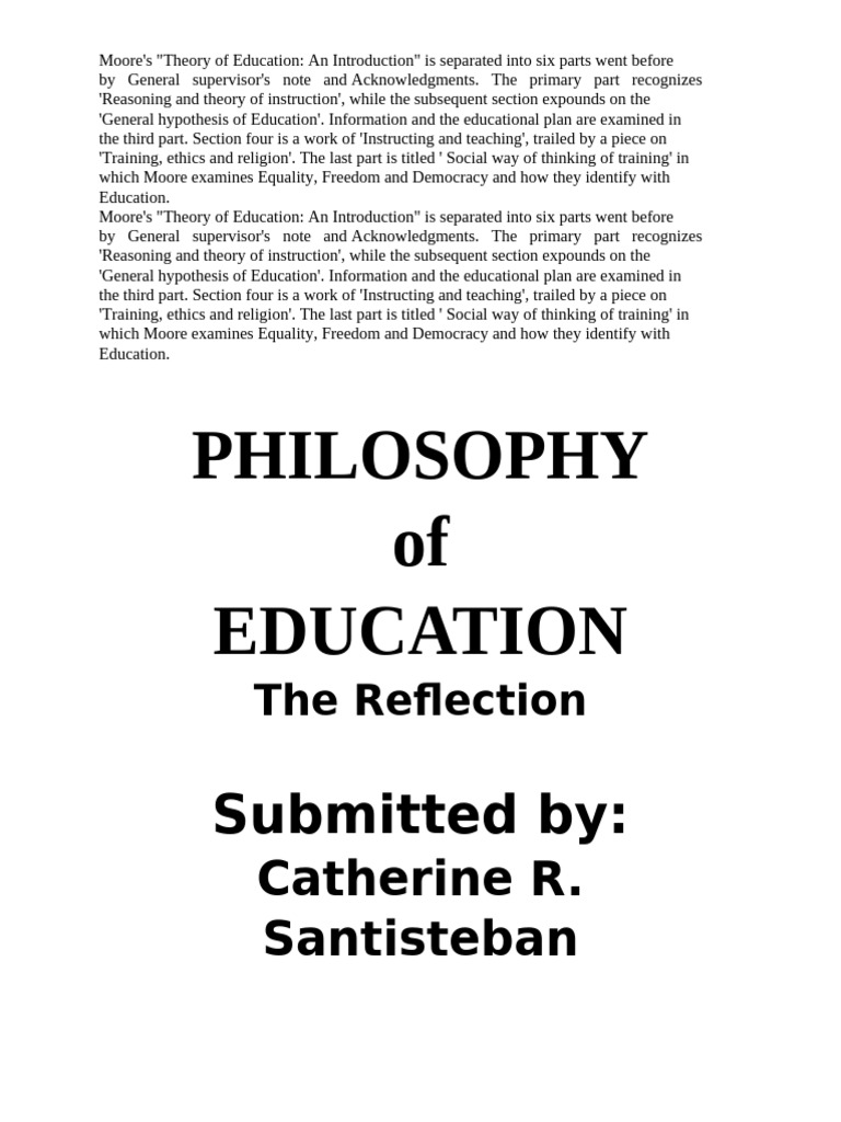 Moore's Education Philosophy Overview | PDF | Knowledge | Rationalism