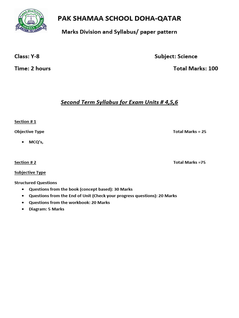 Year 8 Science Exam Questions