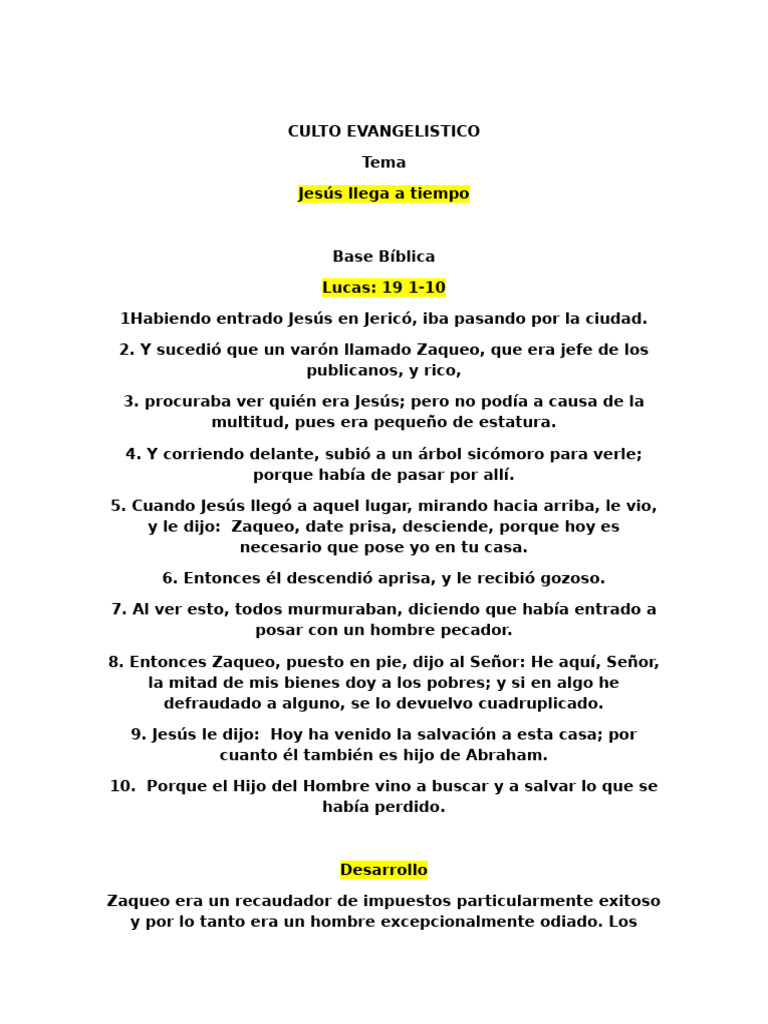 Zaqueo Transformación Y Salvación En Jesús Pdf Jesús Contenido