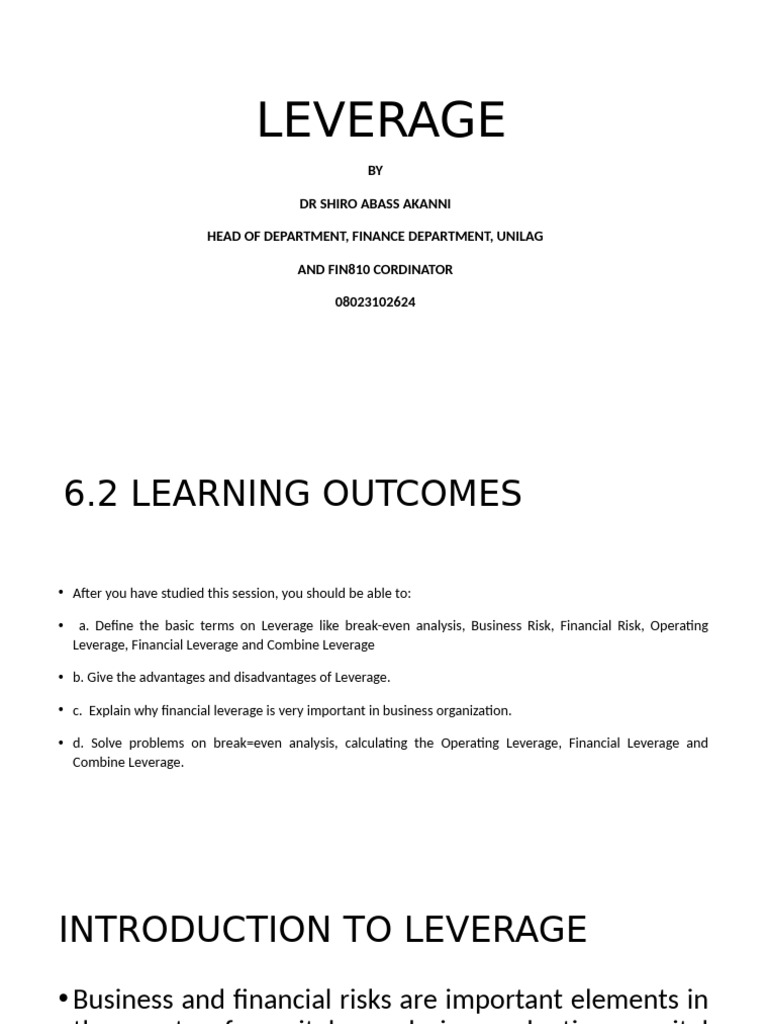 Leverage Power Point For Undergraduate | PDF | Capital Structure ...