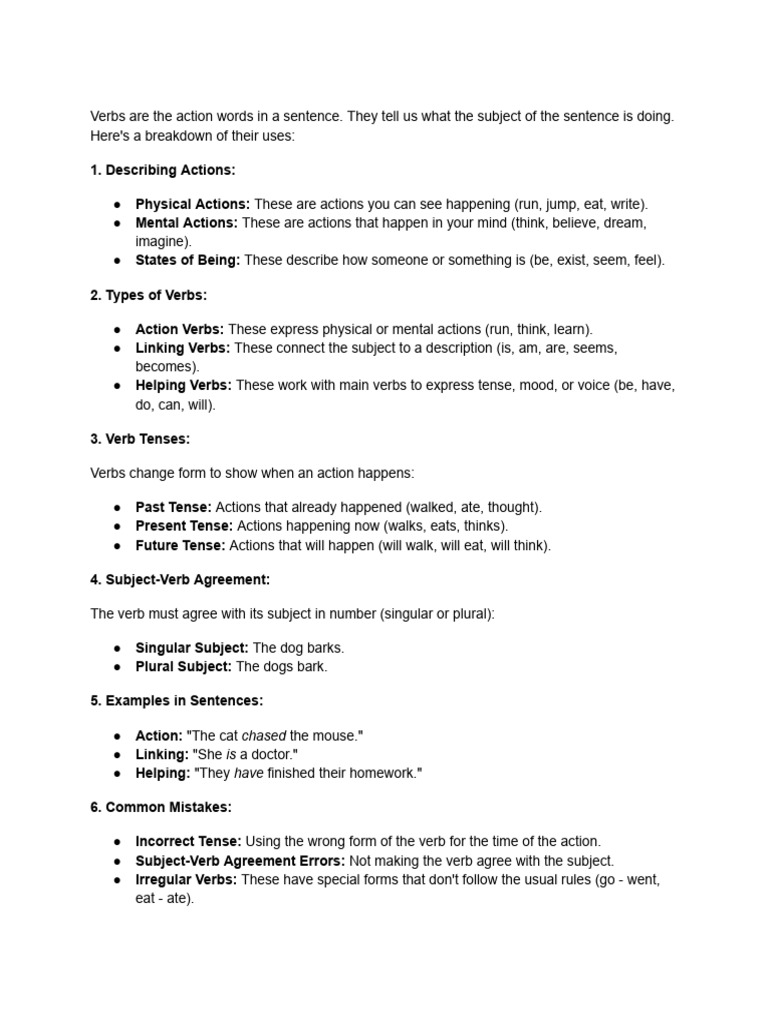 Use of Verb | PDF