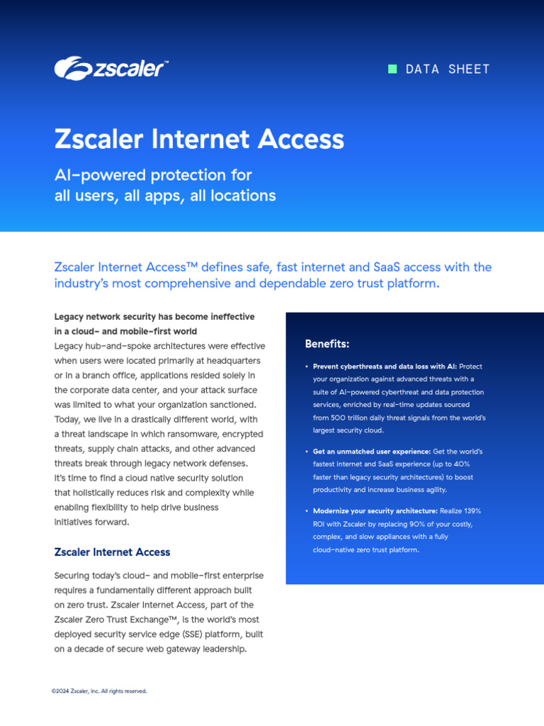 Zscaler Internet Access | PDF | Security | Computer Security
