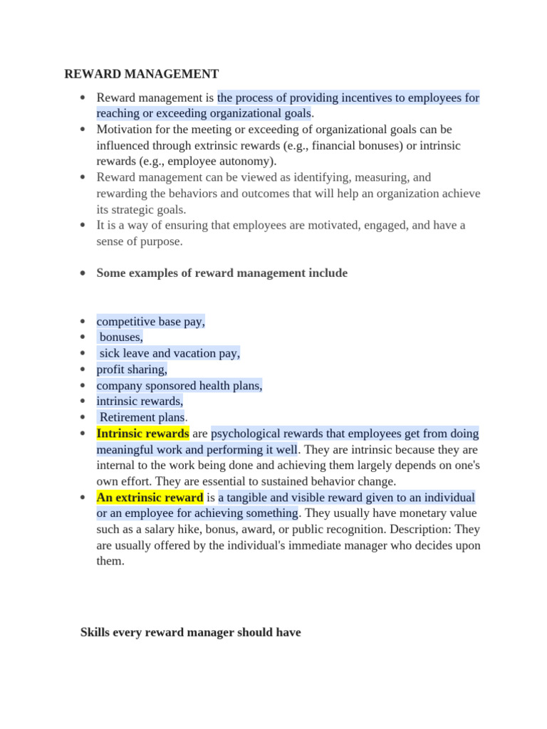 Reward Management Strategies Explained | PDF | Cost Of Living | Incentive