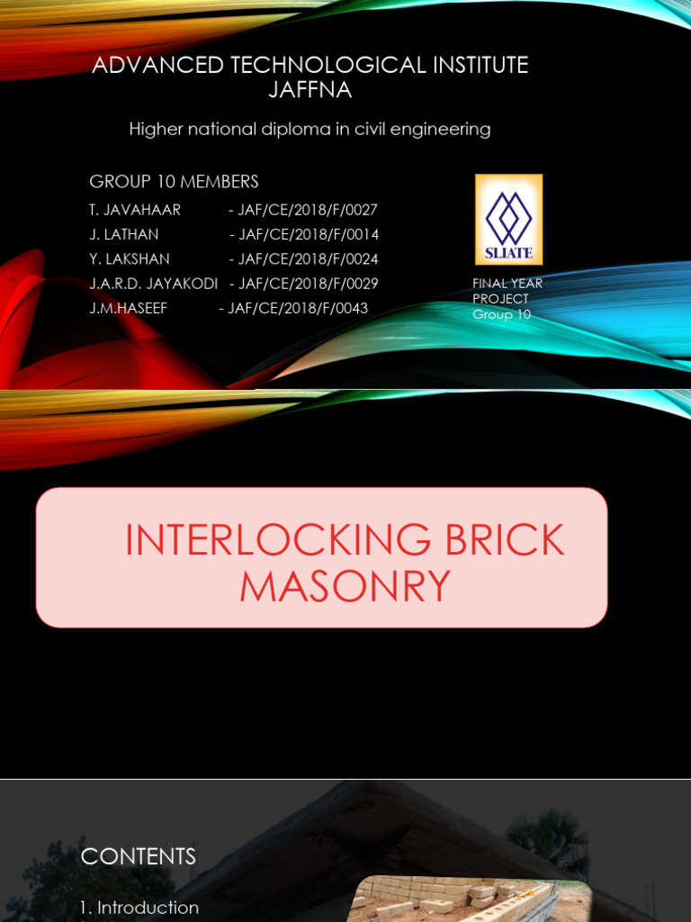 Interlocking Brick Masonry Project Report | PDF | Brick | Masonry