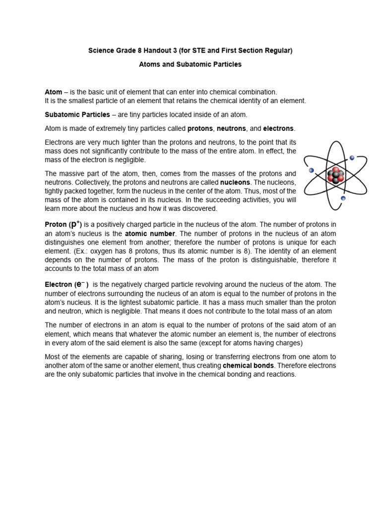 Atoms and Subatomic Particles Overview | PDF | Atoms | Proton
